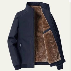 Men's Dark Blue Jacket with Brown Lining